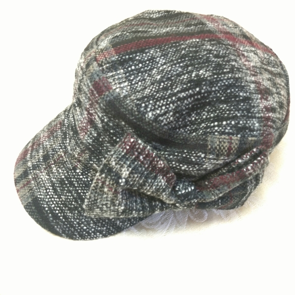 Tickled Pink Tweed Newsboy Cap w Bow - Picture 1 of 10